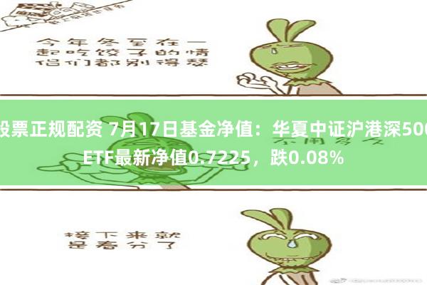 股票正规配资 7月17日基金净值：华夏中证沪港深500ETF最新净值0.7225，跌0.08%