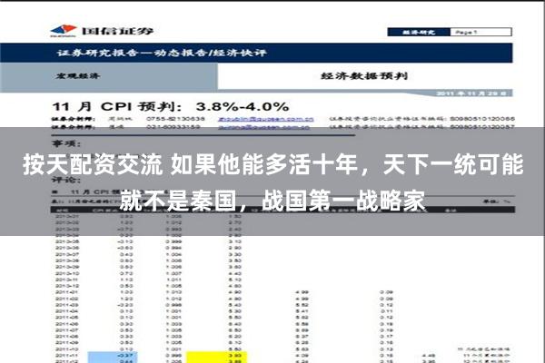 按天配资交流 如果他能多活十年，天下一统可能就不是秦国，战国第一战略家