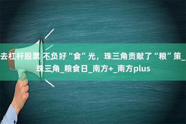 去杠杆股票 不负好“食”光，珠三角贡献了“粮”策_珠三角_粮食日_南方+_南方plus